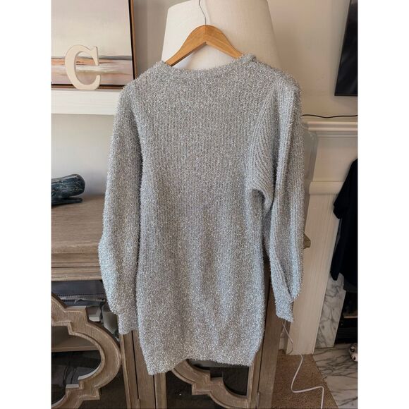 NWT Ronny Kobo Sisilia Metalli Mini Sweater Dress in Silver Size XS/S - Picture 7 of 10